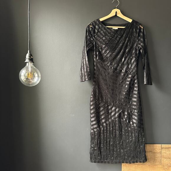 REISS Rebecca Bodycon Textured Dress in Black Size 4 - Picture 2 of 12